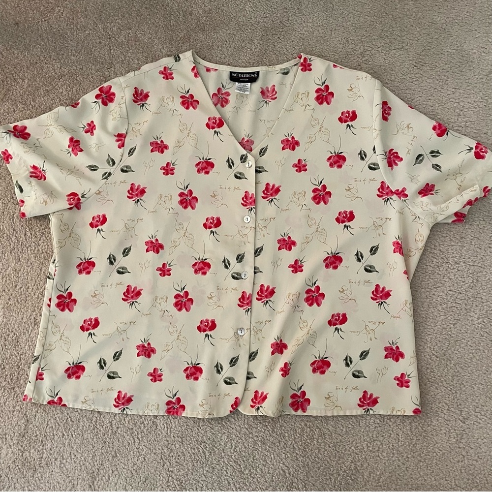 Vintage Notations Woman Floral Blouse – Size 22W